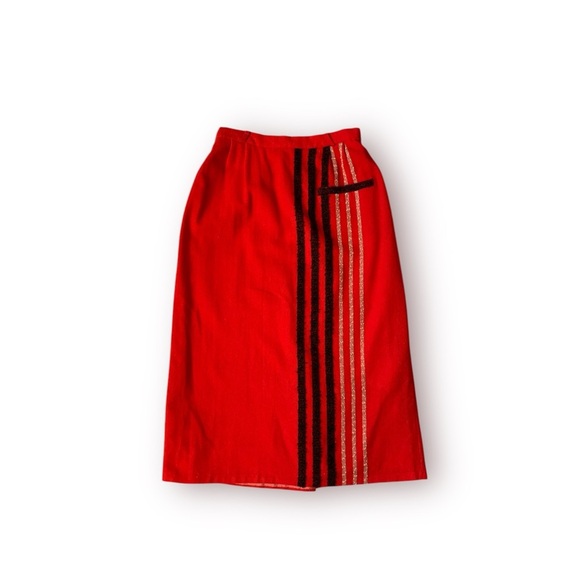 Vintage red wool midi pencil skirt - Picture 1 of 7